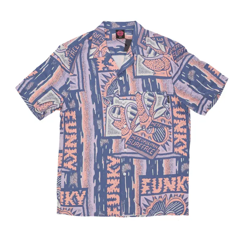 Camicia Manica Corta Uomo Surface Viscose Shirt Stone Multi