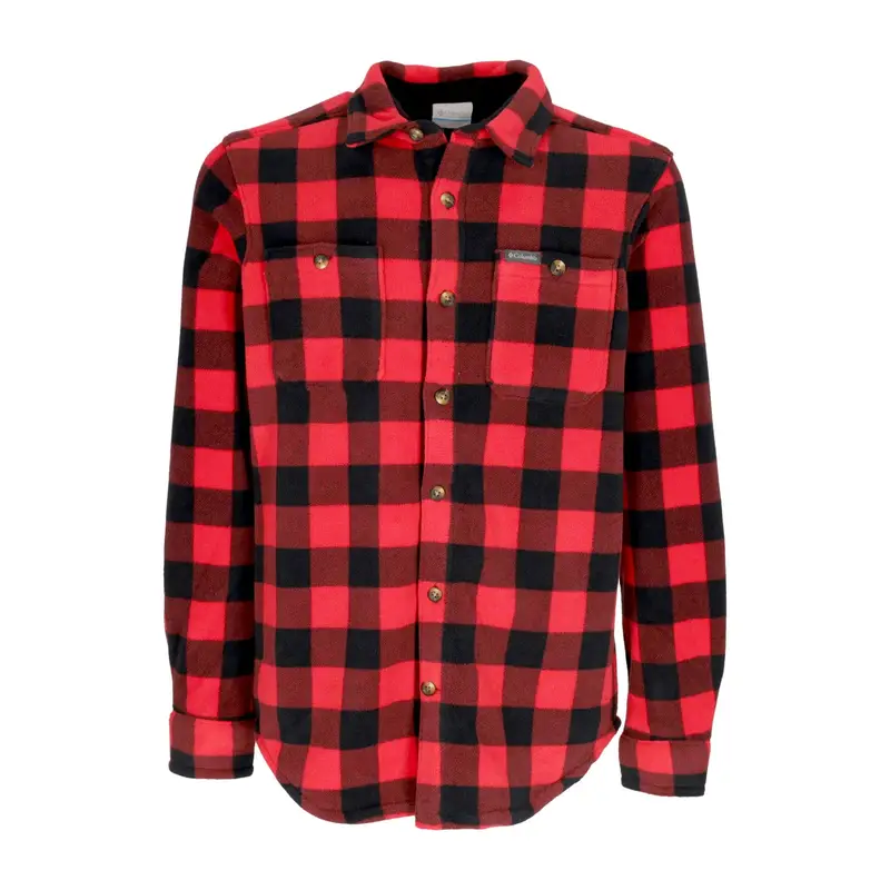 Camicia Manica Lunga Uomo Flare Gun Fleece Over Shirt Mountain Red Check