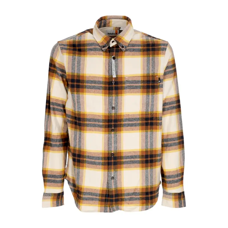 Camicia Manica Lunga Uomo L/s Heavy Flannel Plaid Shirt White Smoke