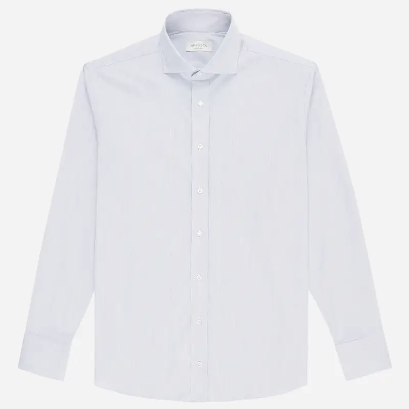 Camicia millerighe blu elasticizzato popeline giza 87, collo stile collo francese basso miniatura 2