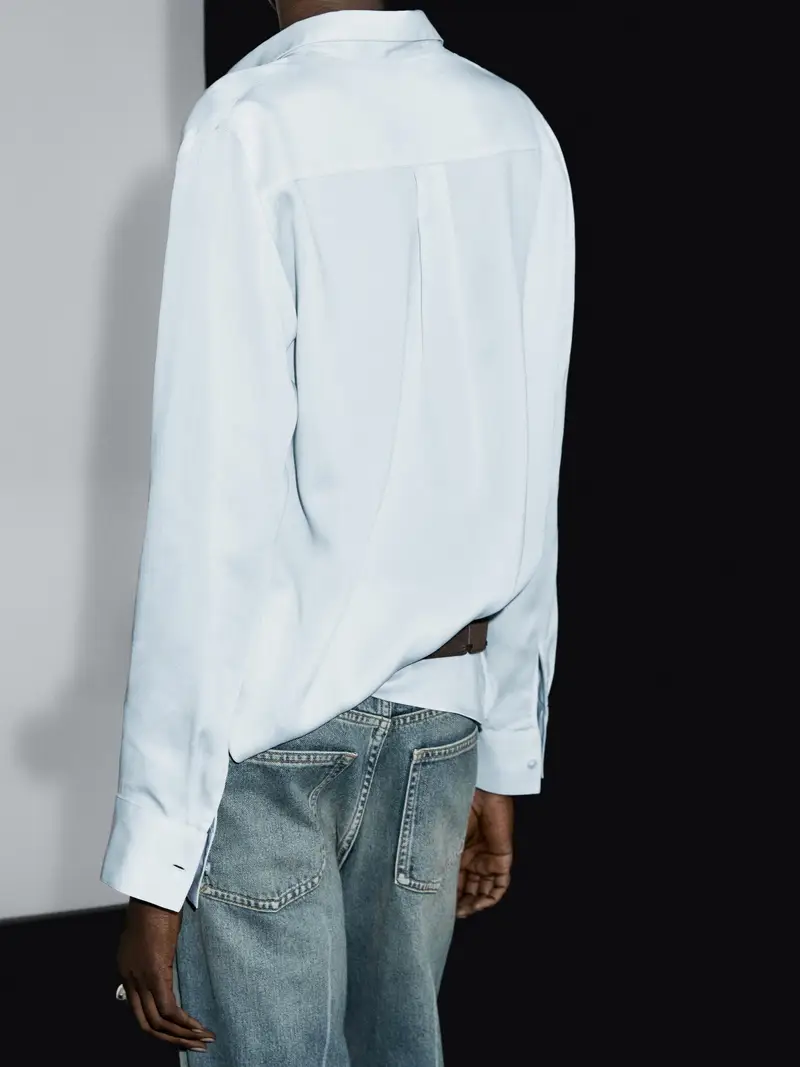 Camicia Morbida Con Colletto Stile Camicia - Celeste - 40 (It 44) - Massimo Dutti - Femminile