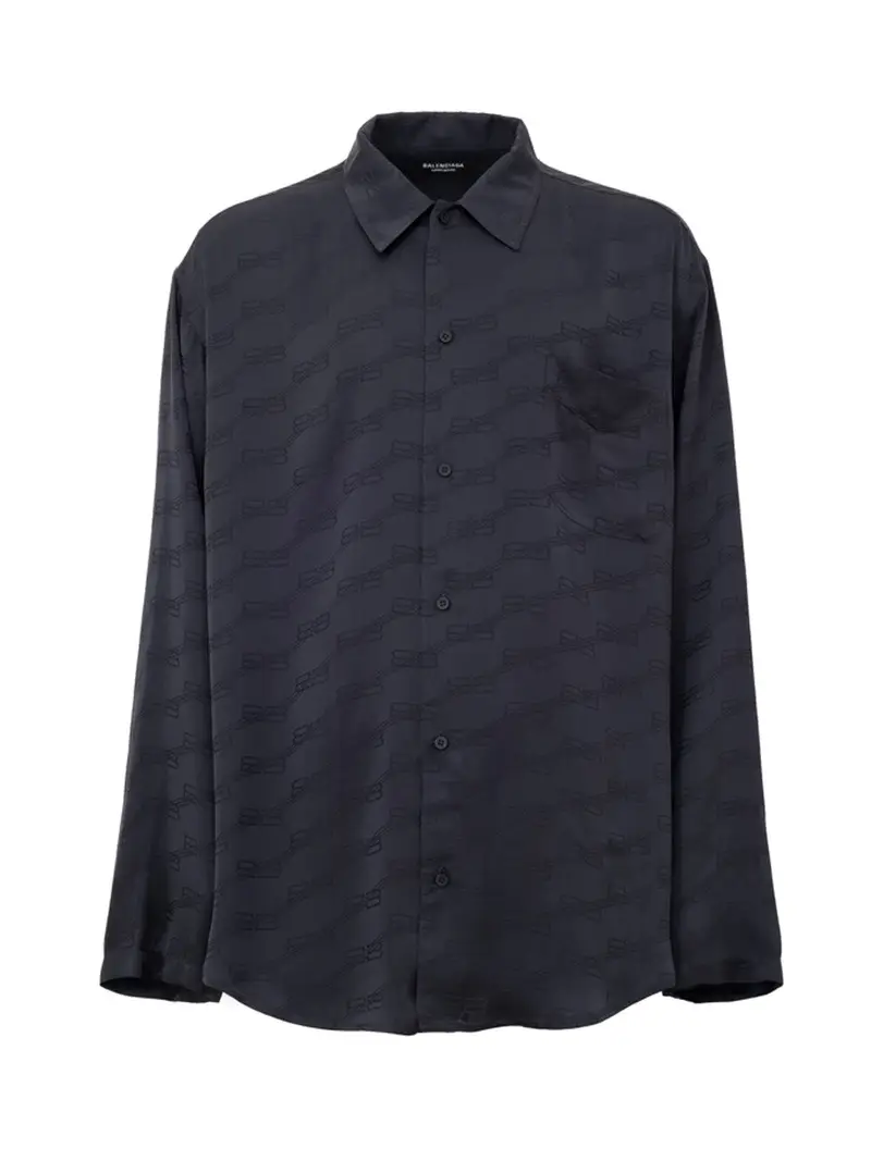 Camicia Over Homewear con Logo Allover Balenciaga