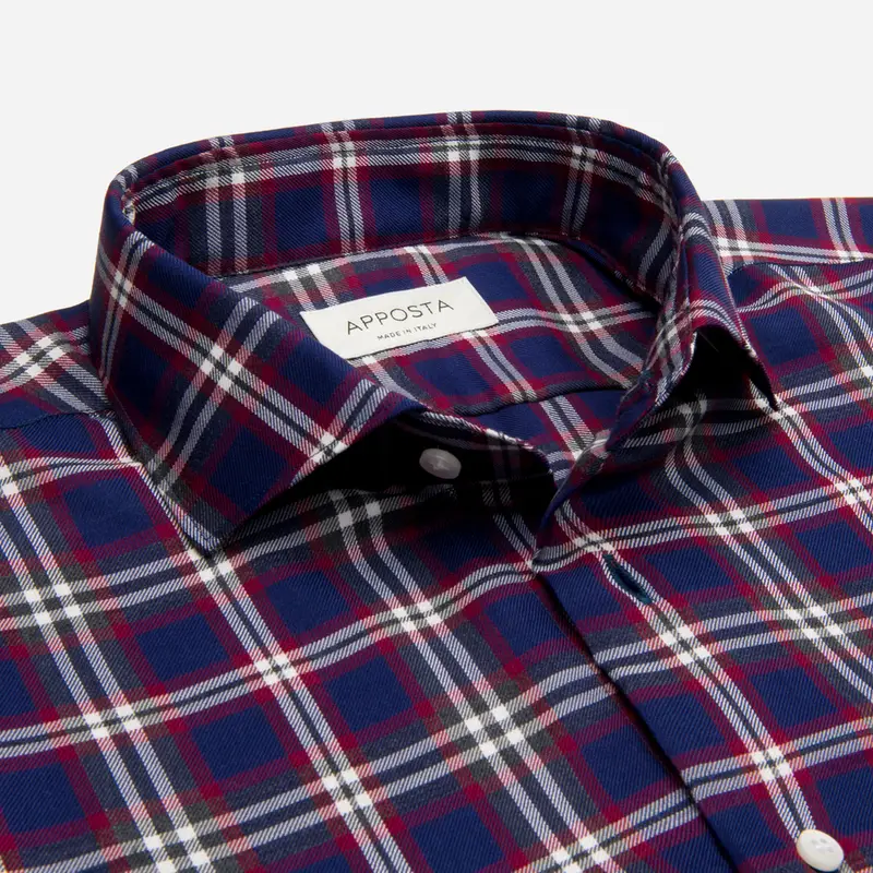 Camicia principe di galles blu cotone-lana twill, collo stile collo button down miniatura 3