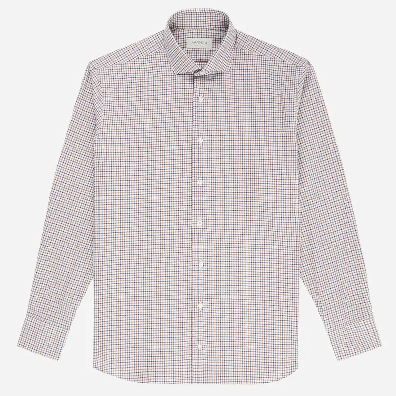 Camicia quadri grandi multi flanella twill, collo stile collo francese aggiornato a punte corte miniatura 2