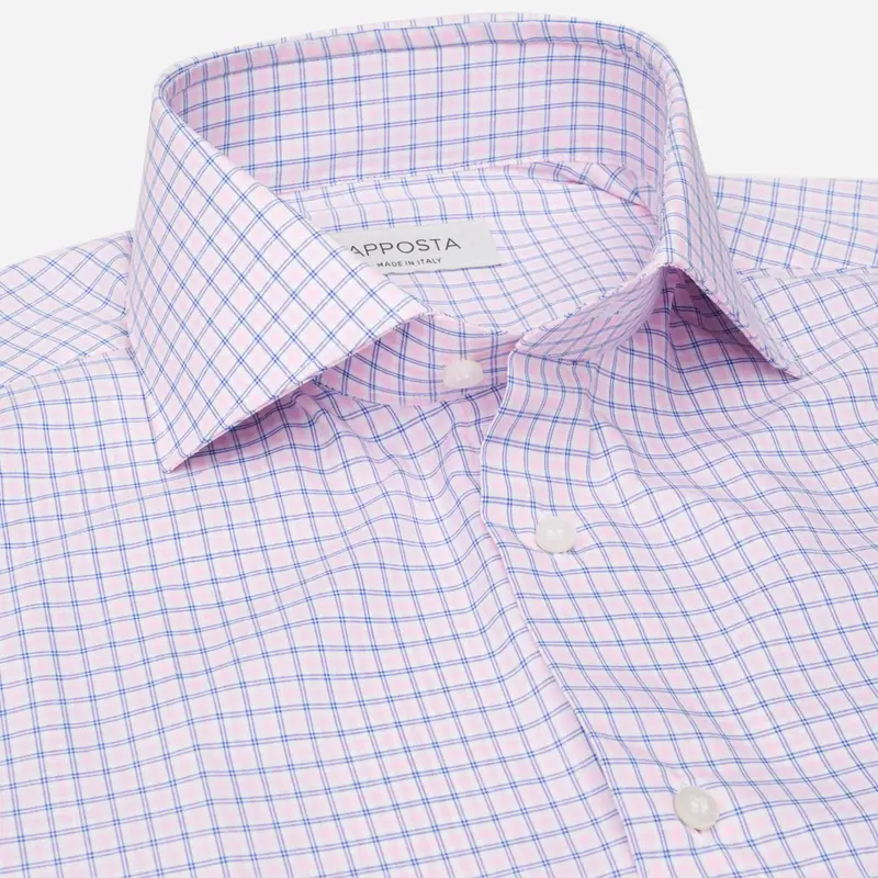 Camicia quadri grandi rosa cotone zephir doppio ritorto, collo stile collo francese miniatura 3
