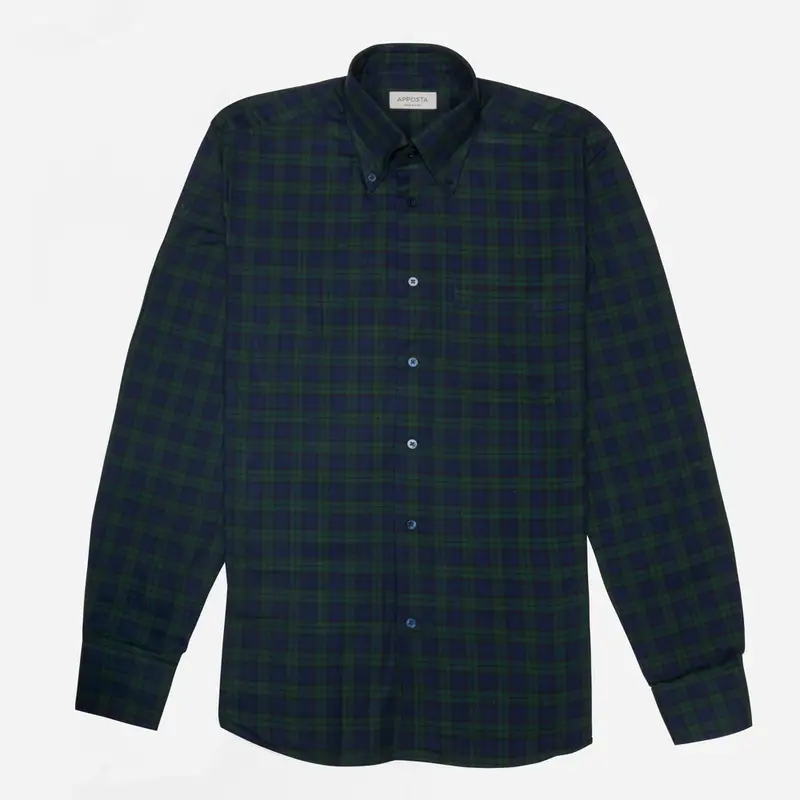Camicia quadri grandi verde cotone twill, collo stile collo button down miniatura 2