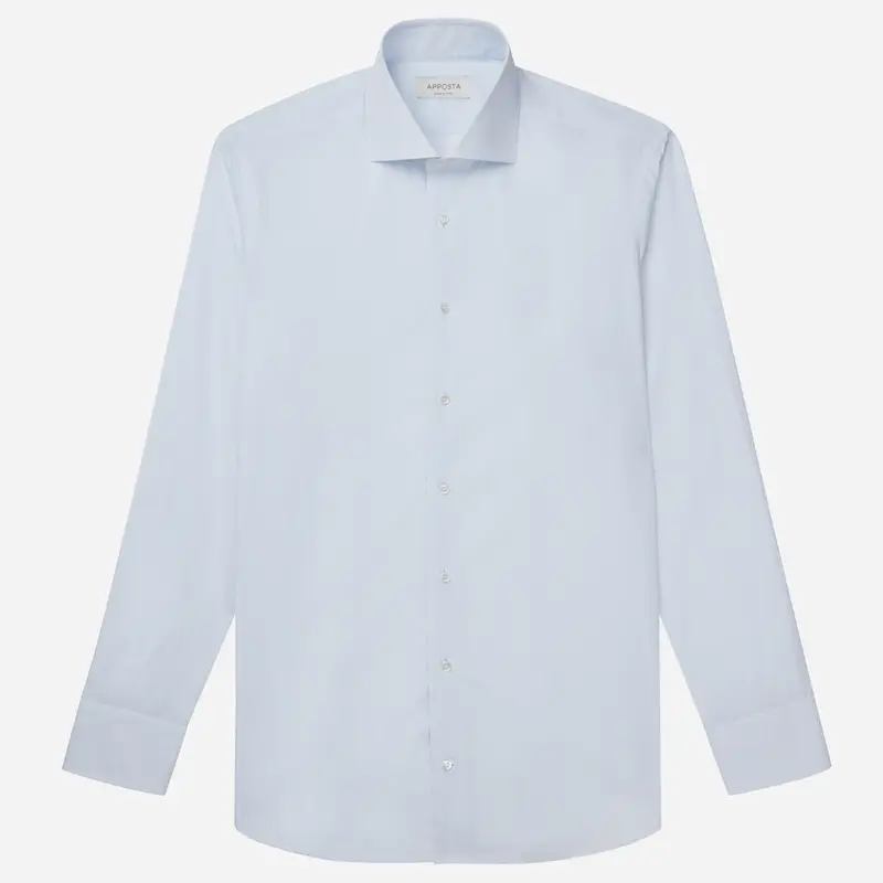 Camicia quadri piccoli azzurro cotone popeline giza 87, collo stile collo francese basso miniatura 2