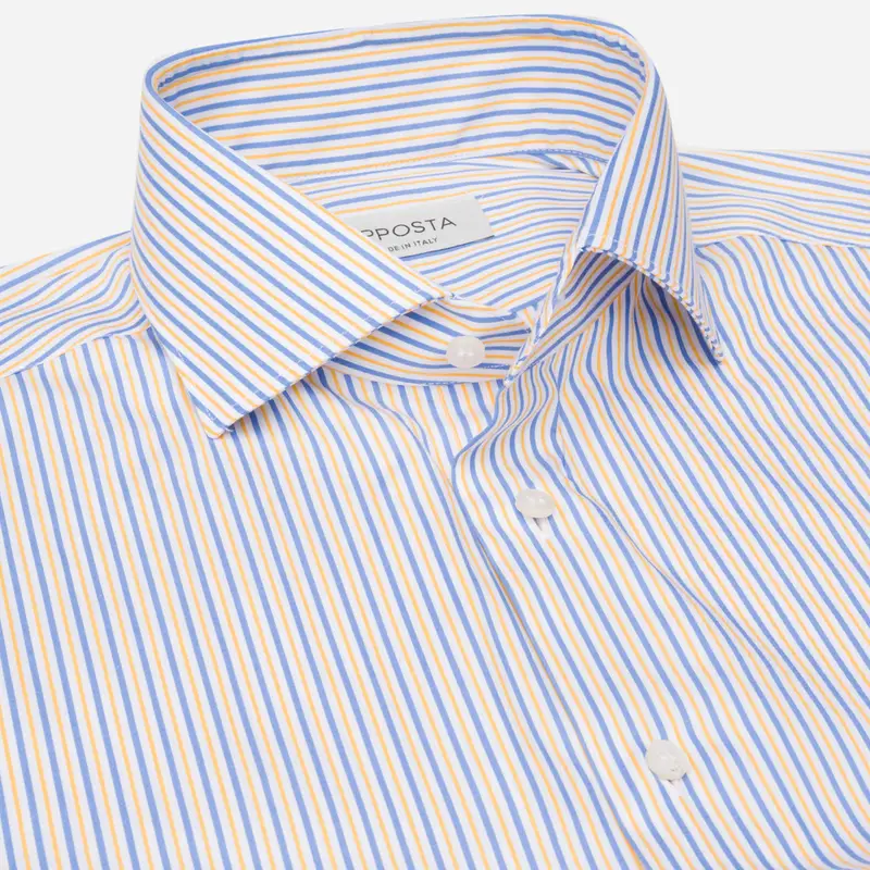 Camicia righe multi cotone popeline, collo stile collo francese basso miniatura 3