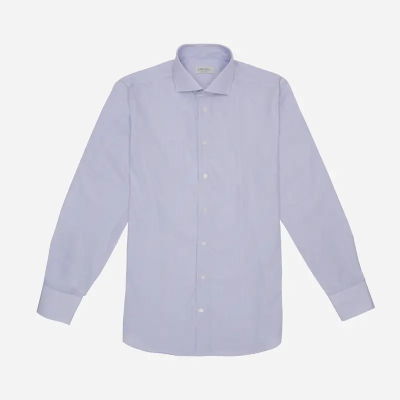 Camicia righe multi cotone popeline doppio ritorto, collo stile collo francese basso miniatura 2