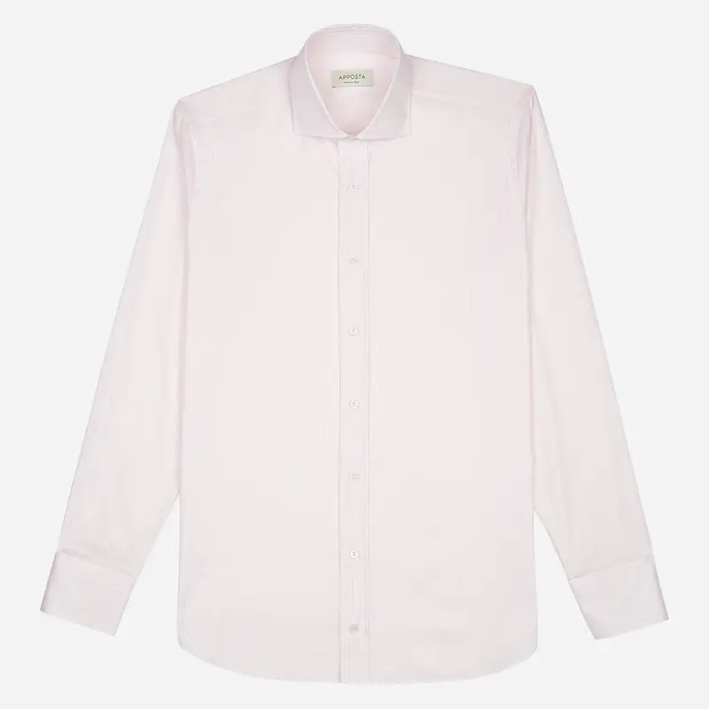 Camicia righe rosa cotone fil-à -fil doppio ritorto, collo stile collo francese basso miniatura 2