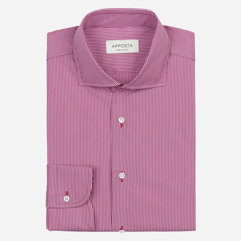 Camicia righe viola elasticizzato popeline, collo stile collo cutaway