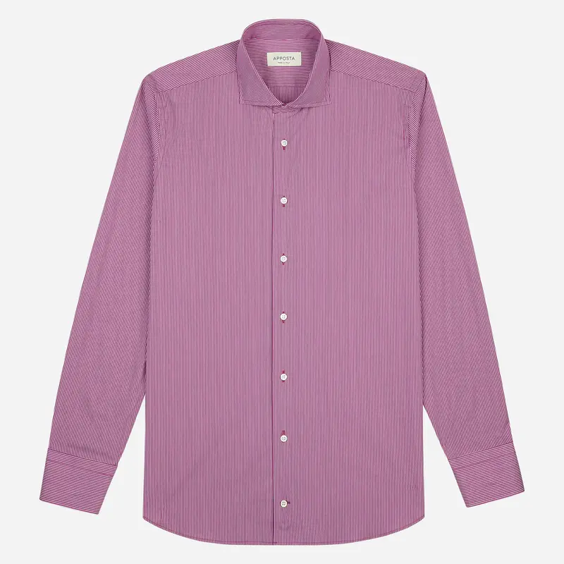 Camicia righe viola elasticizzato popeline, collo stile collo cutaway miniatura 2