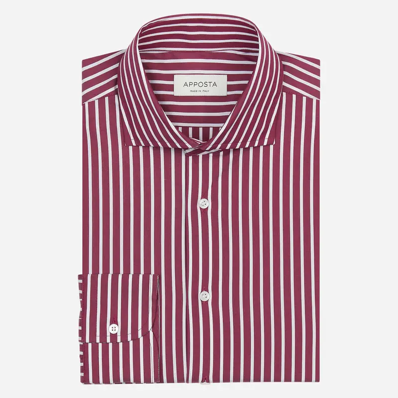 Camicia righe viola elasticizzato popeline, collo stile collo francese