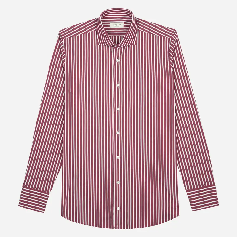 Camicia righe viola elasticizzato popeline, collo stile collo francese miniatura 2