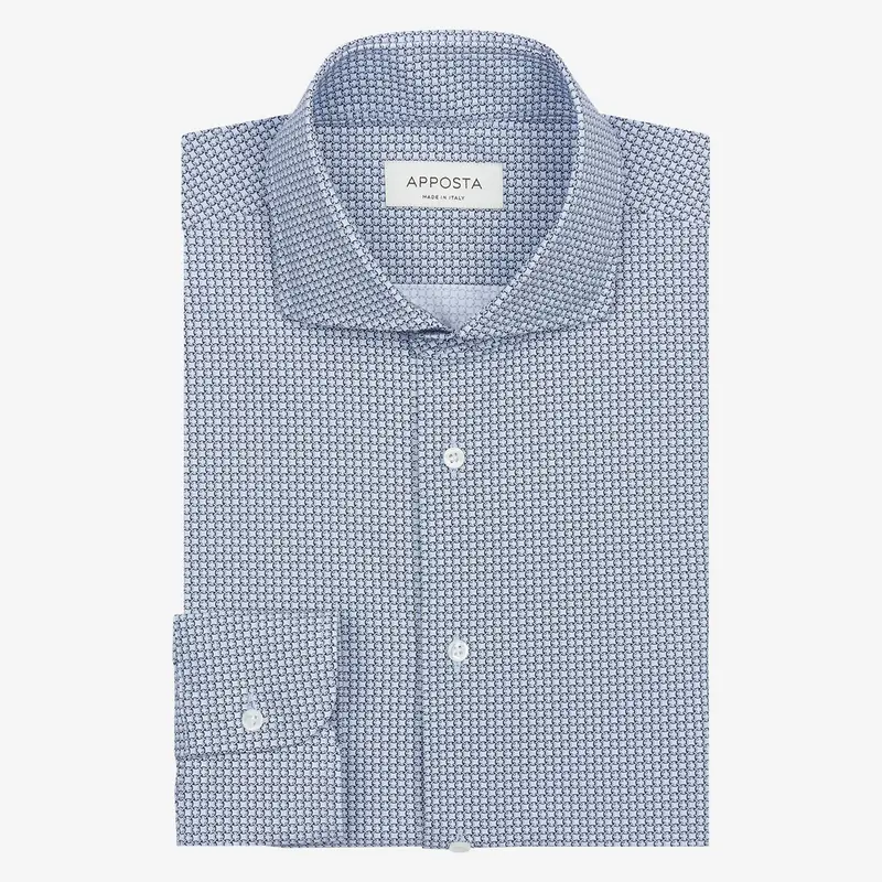 Camicia texture azzurro 4-way stretch popeline doppio ritorto sensitive, collo stile collo francese basso