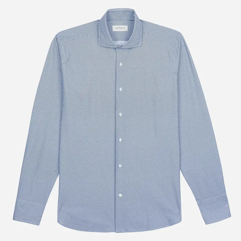 Camicia texture azzurro 4-way stretch popeline doppio ritorto sensitive, collo stile collo francese basso miniatura 2