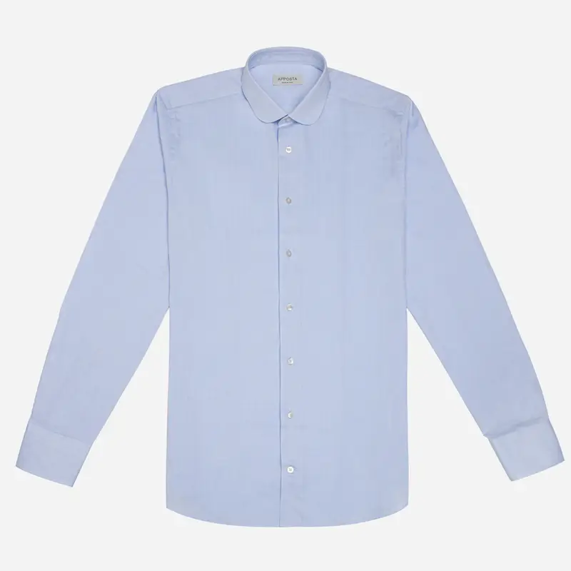 Camicia texture azzurro cotone spinato, collo stile collo a punte arrotondate miniatura 2