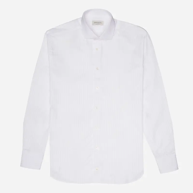 Camicia texture bianco cotone dobby doppio ritorto cotone supima, collo stile collo francese aggiornato a punte corte miniatura 2