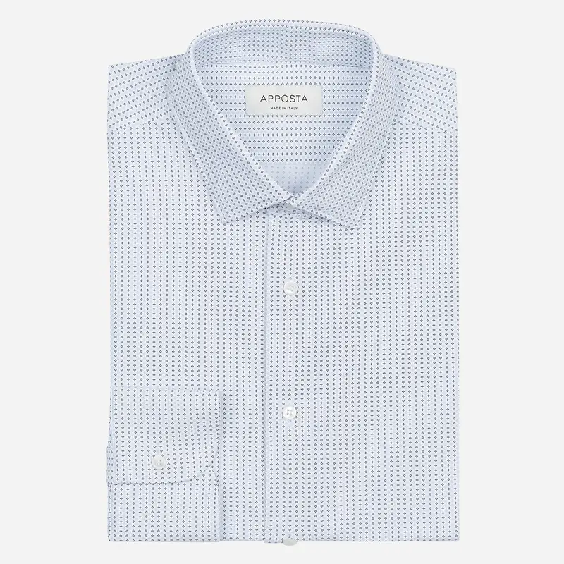 Camicia texture blu 4-way stretch popeline doppio ritorto sensitive, collo stile collo italiano aggiornato a punte corte