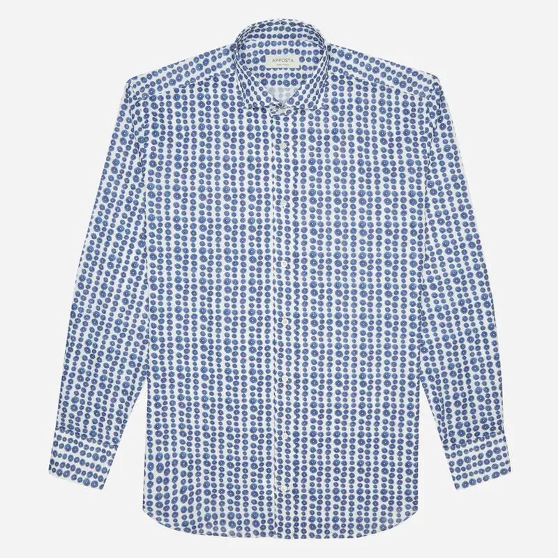 Camicia texture blu cotone giro inglese doppio ritorto, collo stile collo francese aggiornato a punte corte miniatura 2