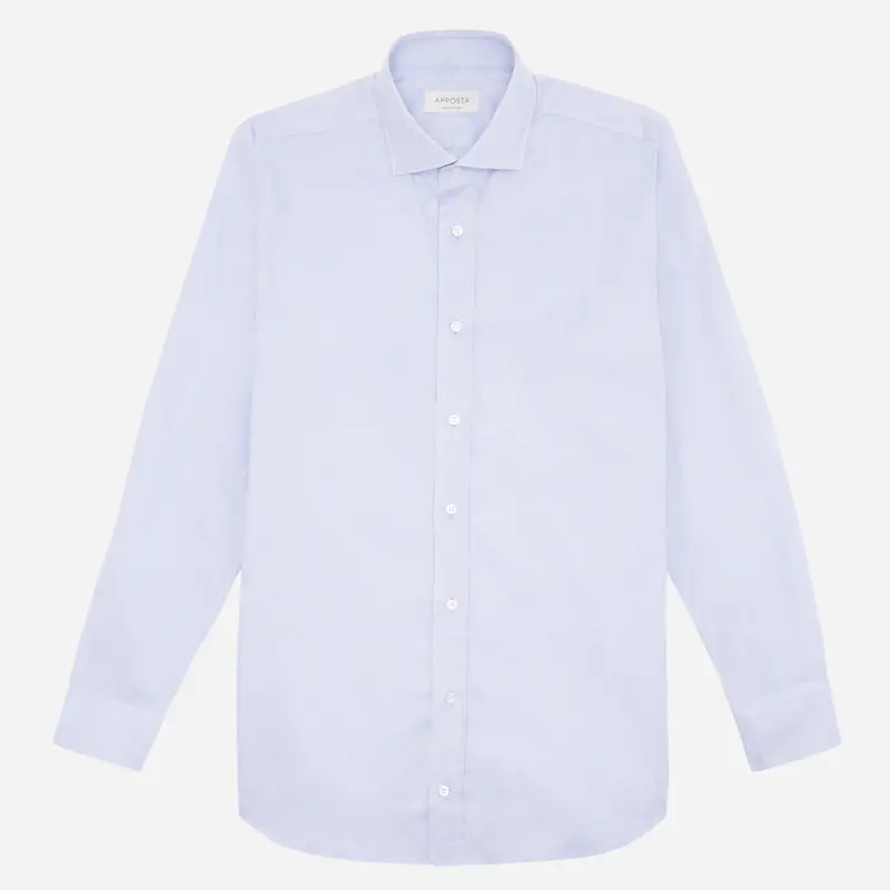 Camicia tinta unita azzurro cotone giro inglese doppio ritorto, collo stile collo francese aggiornato a punte corte miniatura 2
