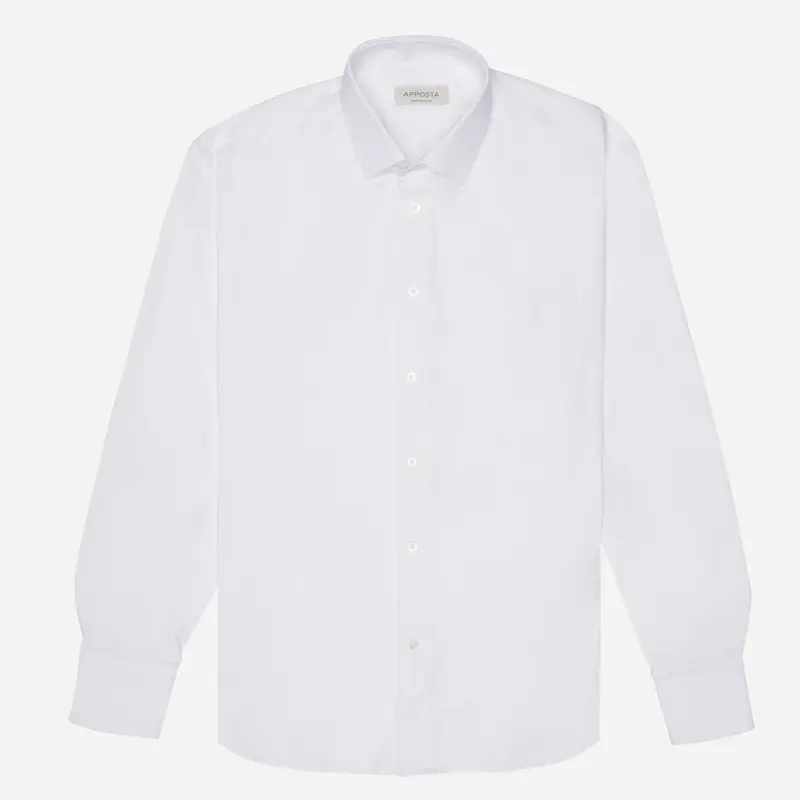 Camicia tinta unita bianco 4-way stretch popeline sensitive, collo stile collo italiano aggiornato a punte corte miniatura 2
