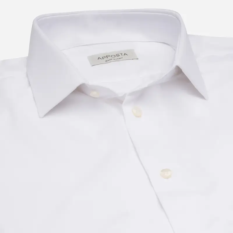 Camicia tinta unita bianco 4-way stretch popeline sensitive, collo stile collo italiano aggiornato a punte corte miniatura 3