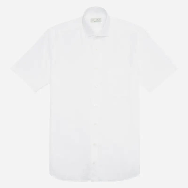 Camicia tinta unita bianco cotone-bambù popeline, collo stile collo francese aggiornato a punte corte miniatura 2