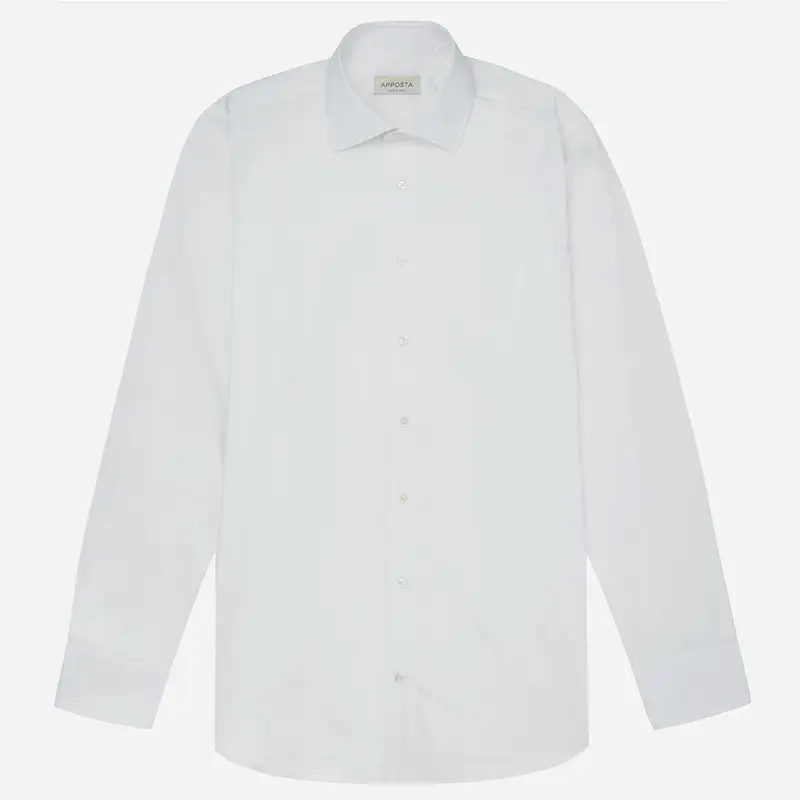 Camicia tinta unita bianco cotone coolmax twill, collo stile collo semifrancese miniatura 2