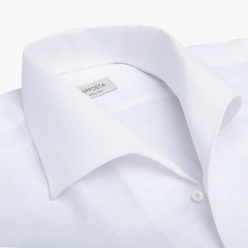 Camicia tinta unita bianco cotone giro inglese doppio ritorto cotone supima, collo stile collo capri miniatura 2