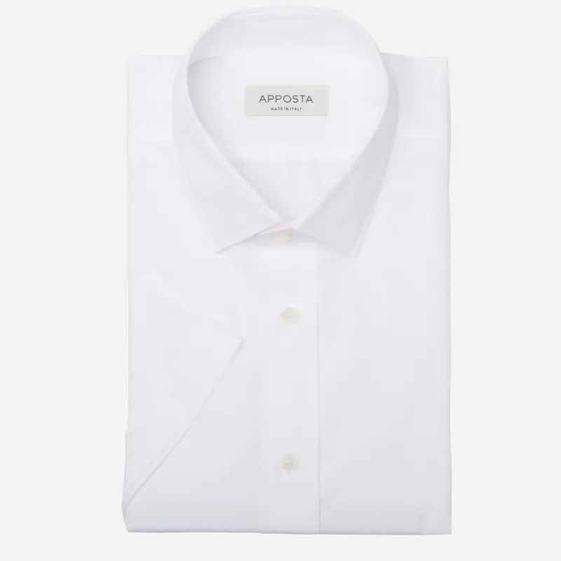 Camicia tinta unita bianco cotone popeline, collo stile collo italiano aggiornato a punte corte