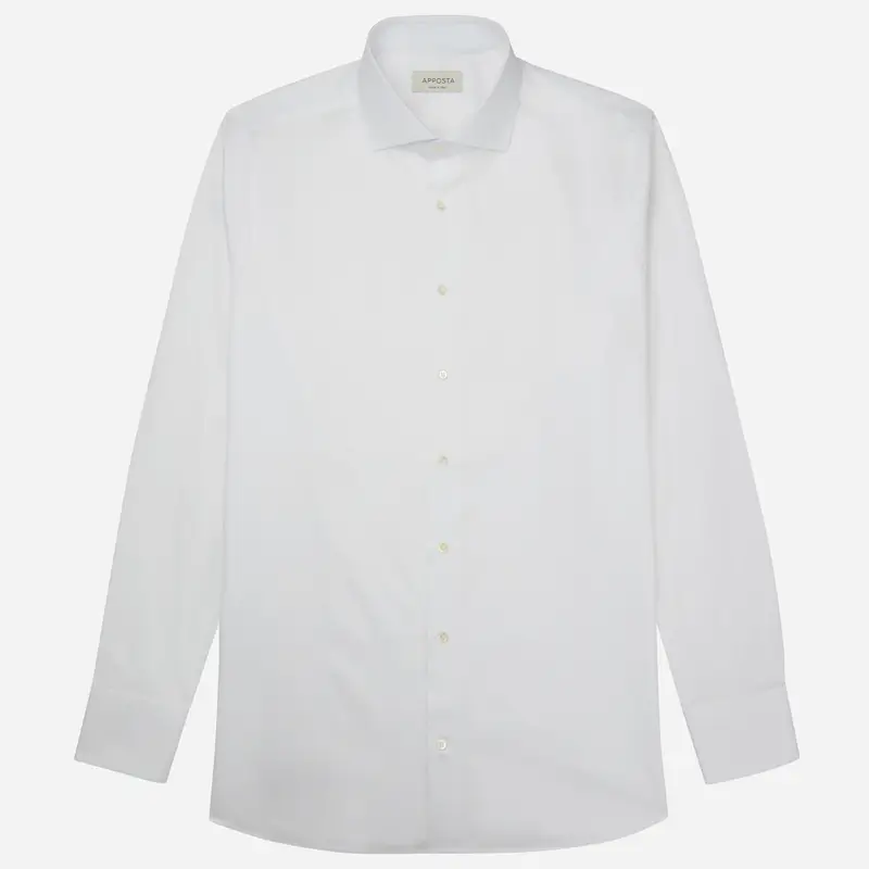 Camicia tinta unita bianco cotone popeline doppio ritorto cotone sea island, collo stile collo francese basso miniatura 2