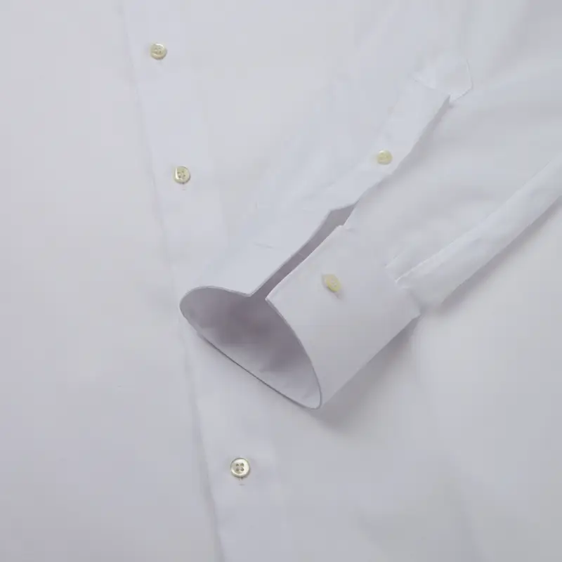 Camicia tinta unita bianco cotone popeline doppio ritorto cotone supima, collo stile collo semifrancese miniatura 3