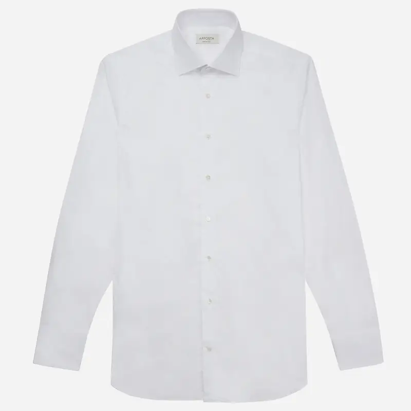 Camicia tinta unita bianco cotone popeline giza 87, collo stile collo semifrancese miniatura 2