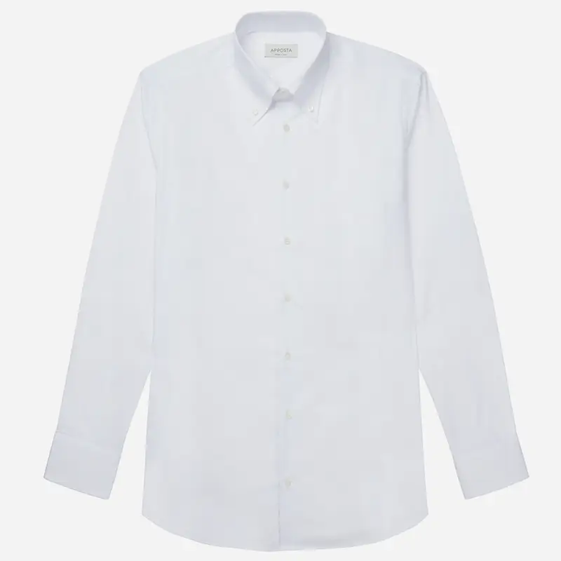 Camicia tinta unita bianco cotone stiro facile dobby, collo stile collo button down miniatura 2