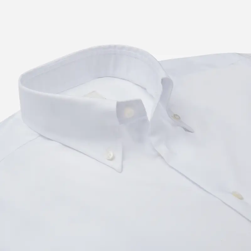 Camicia tinta unita bianco cotone stiro facile dobby, collo stile collo button down miniatura 3