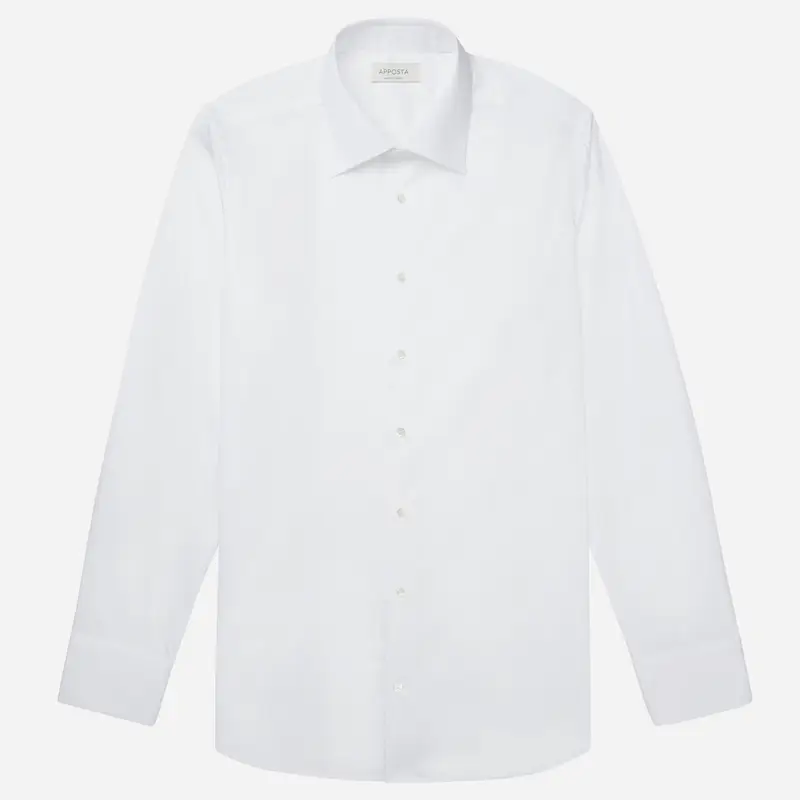 Camicia tinta unita bianco cotone stiro facile popeline, collo stile collo semifrancese miniatura 2