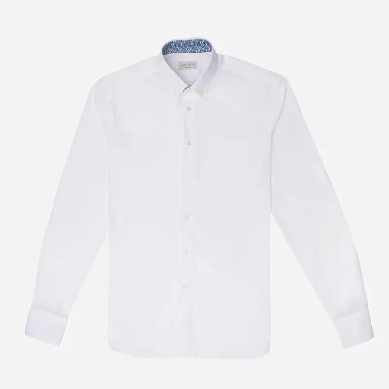 Camicia tinta unita bianco cotone stiro facile twill, collo stile collo button down piccolo miniatura 2