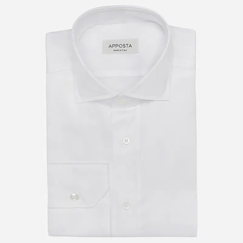 Camicia tinta unita bianco elasticizzato popeline, collo stile collo francese aggiornato a punte corte