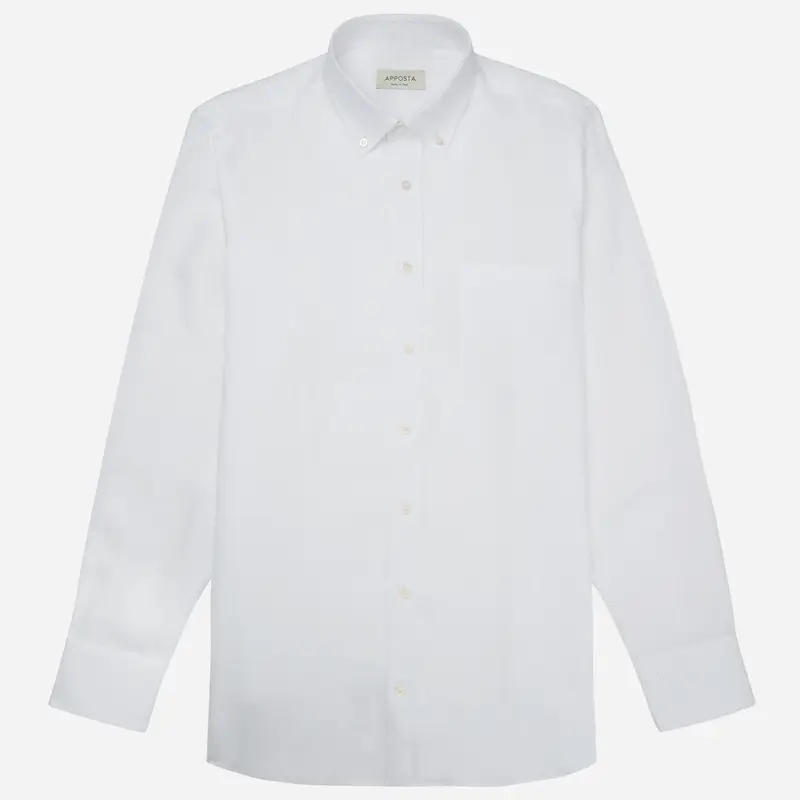 Camicia tinta unita bianco lino popeline, collo stile collo button down piccolo miniatura 2