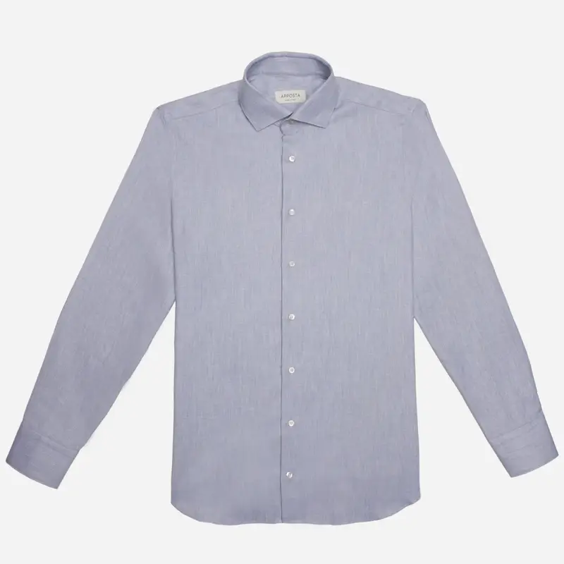 Camicia tinta unita grigio cotone riciclato twill, collo stile collo francese aggiornato a punte corte miniatura 2