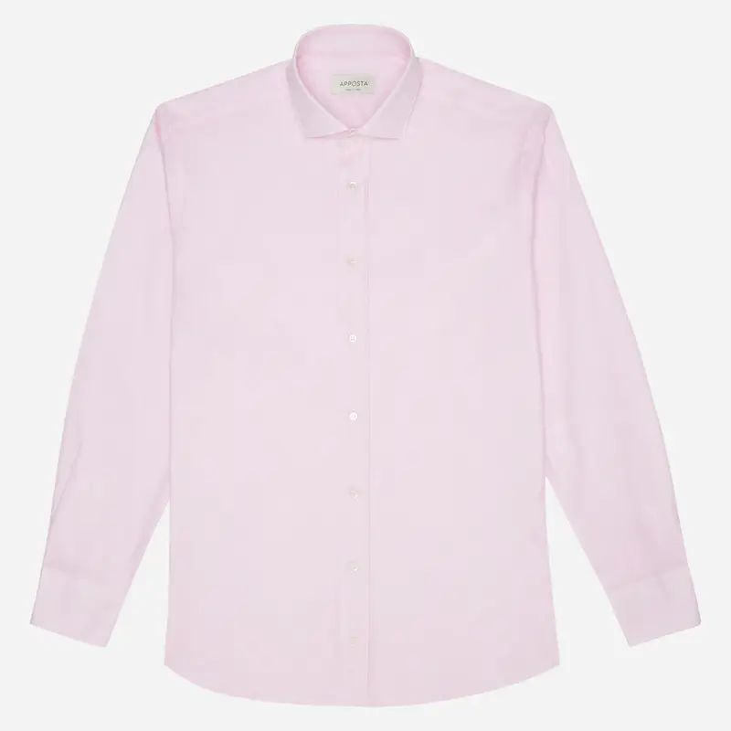 Camicia tinta unita rosa cotone giro inglese, collo stile collo francese aggiornato a punte corte miniatura 2