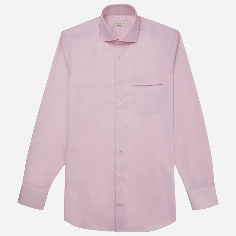 Camicia tinta unita rosa cotone stiro facile twill, collo stile collo francese miniatura 2