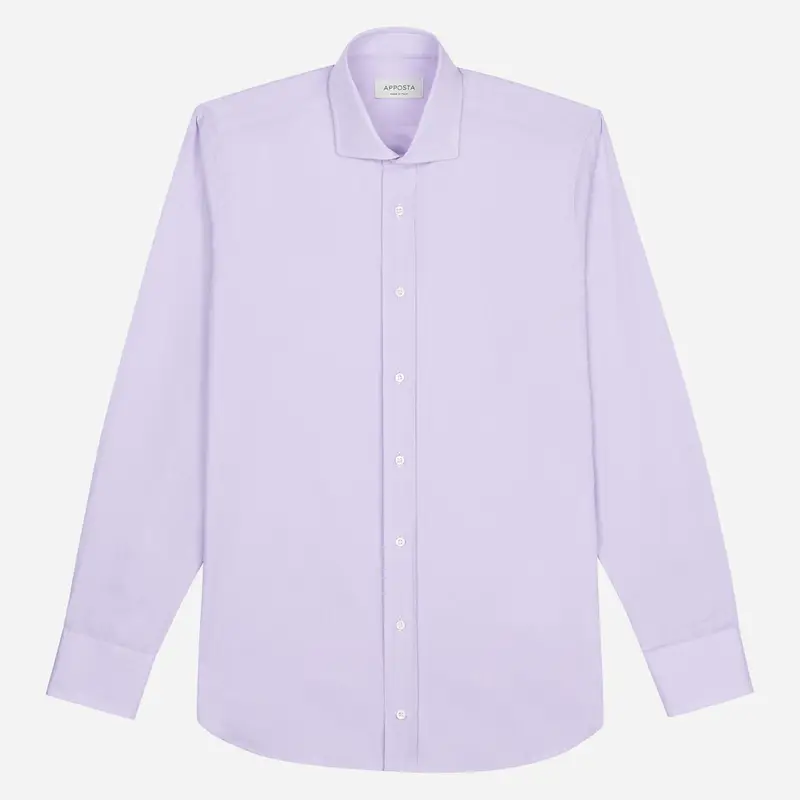 Camicia tinta unita viola cotone zephir, collo stile collo francese aggiornato a punte corte miniatura 2