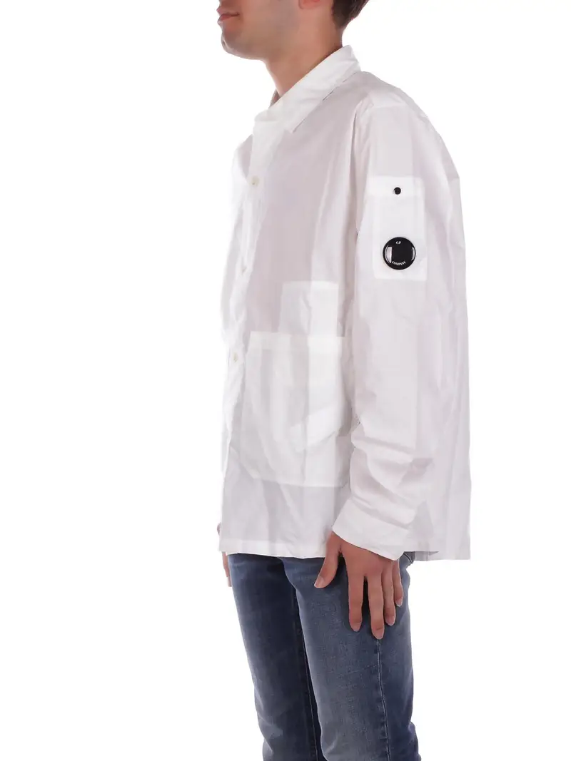 Camicia Uomo CP COMPANY Gauze white Overshirt miniatura 2