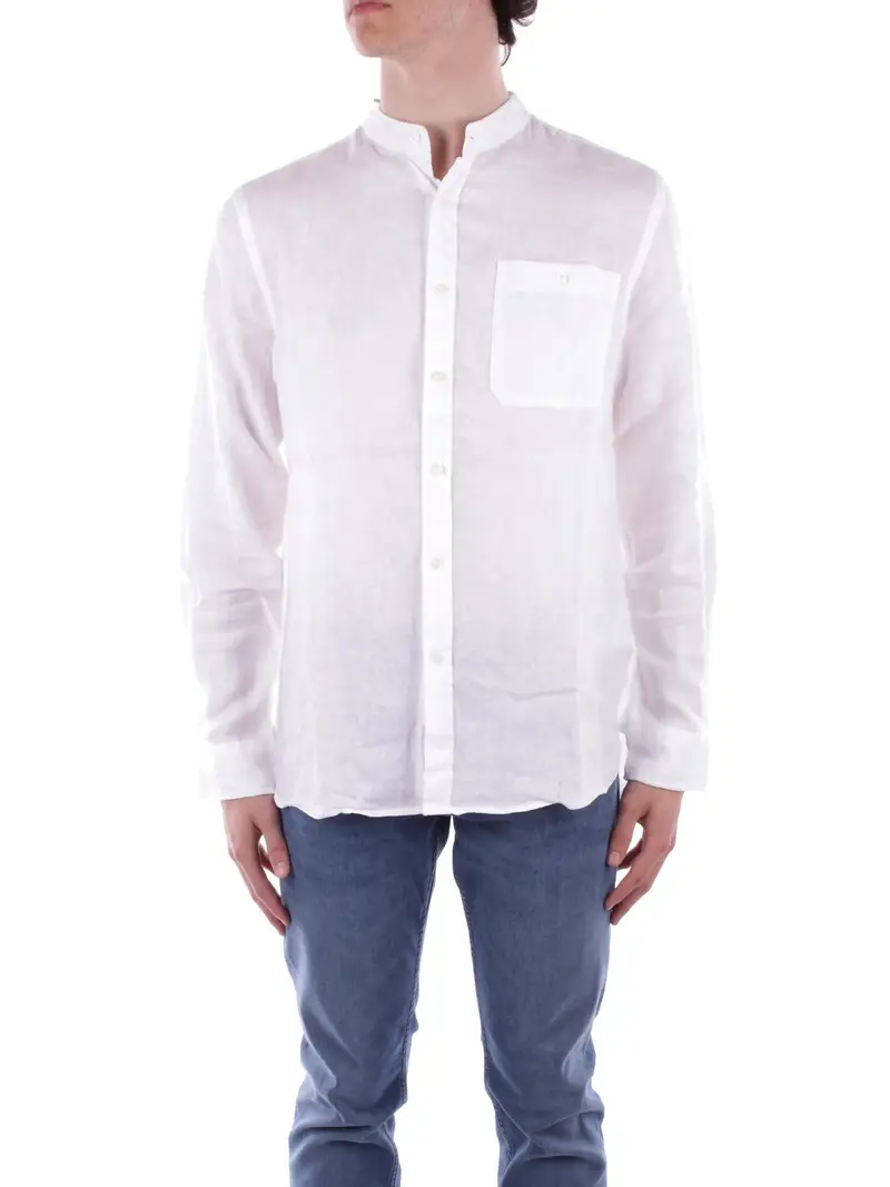 Camicia Uomo WOOLRICH Bianco Band collar linen shirt