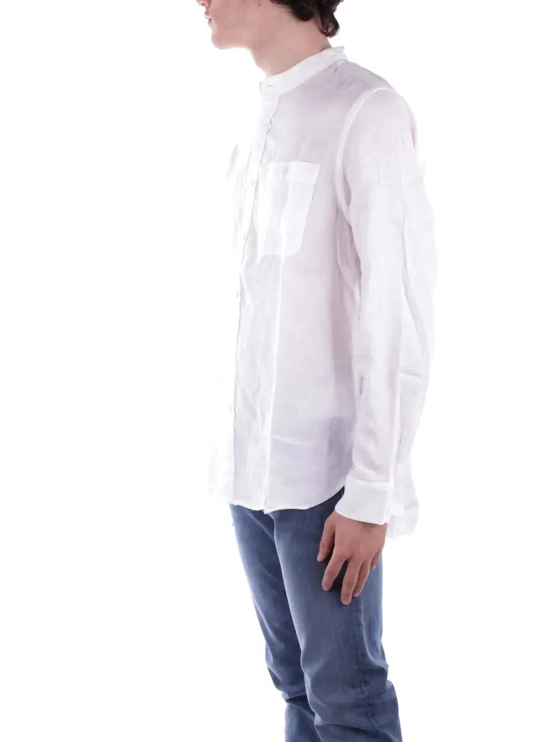 Camicia Uomo WOOLRICH Bianco Band collar linen shirt miniatura 2