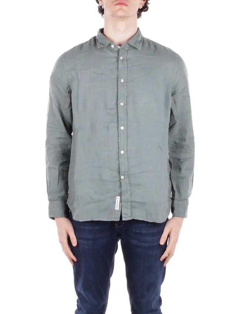 Camicia Uomo WOOLRICH Green Linen shirt gd