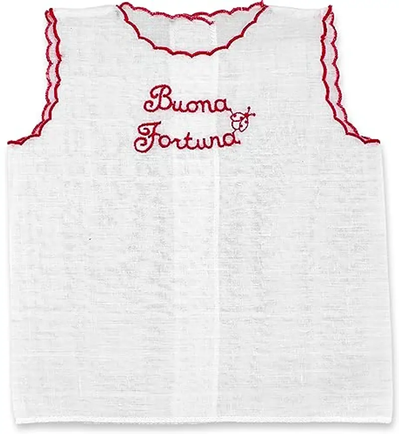 Camicina ricamata buona fortuna made in italy puro cotone camicia Buona fortuna bianca