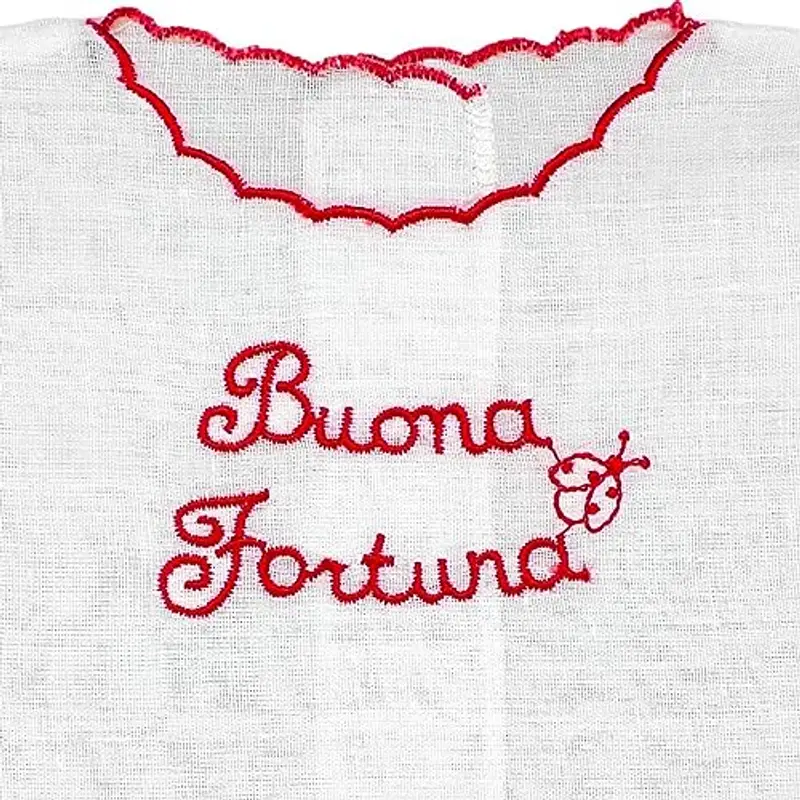 Camicina ricamata buona fortuna made in italy puro cotone camicia Buona fortuna bianca miniatura 2